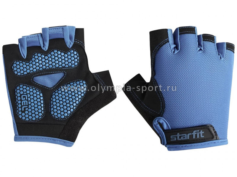 Перчатки для фитнеса STARFIT WG-105, с гелевыми вставками, черный/синий
