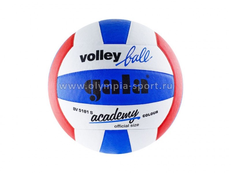 Мяч волейбольный GALA Academy р.5, синт.кожа ПУ, клееный, бут.кам, бел-син-красн