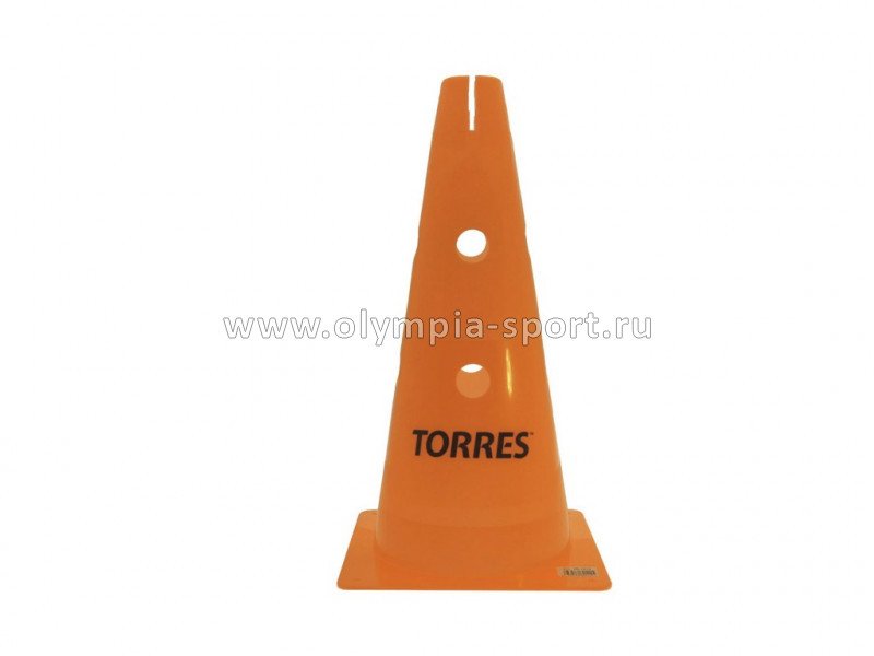 Конус трен. "TORRES", арт.TR1010, пластик, высота 38см, с отв. для штанги "ТORRES", оранжевый