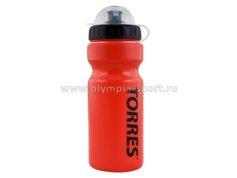 Бутылка для воды TORRES, 550мл, крышка с колп, красная, черная крышка