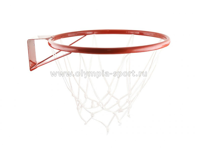 Кольцо баскетбольное №5 диаметр 380мм, труба 18мм, с сеткой и кронштейном, красное