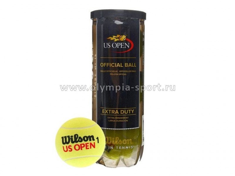 Мяч теннисный "Wilson US Open Extra Duty" арт.WRT106200, пласт. банка 3 мяча