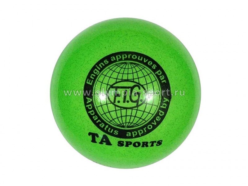 Мяч для худ. гимнастики д.15см зеленый с доб. глиттера Т12