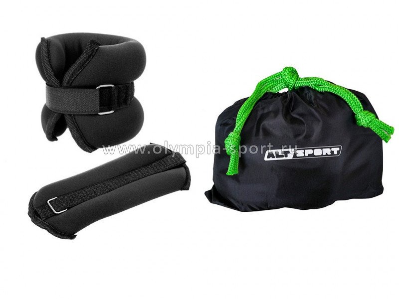 Утяжелители Alt Sport (2х1,0кг) (нейлон) в сумке черные HKAW101-1