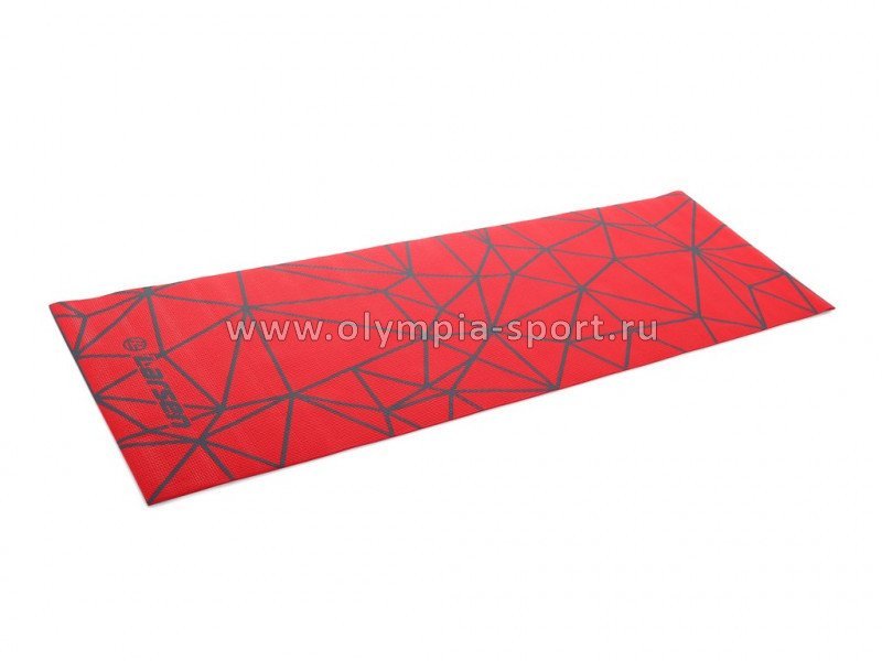 Коврик для фитнеса и йоги Larsen PVC р180х60х0,5см красный с принтом