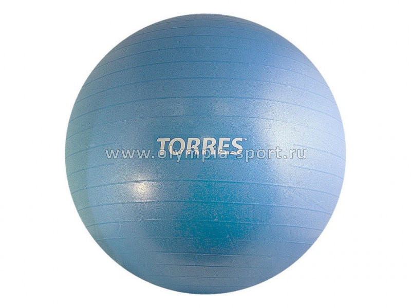 Мяч гимнастический TORRES 75см, эласт.ПВХ, с защит. от взрыва, с насосом, голубой