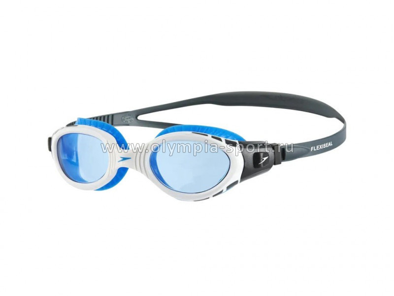 Очки для плавания SPEEDO Futura Biofuse Flexiseal, синие линзы, белая оправа