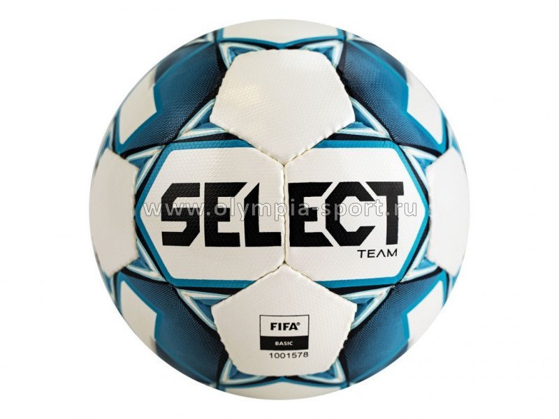 Мяч футбольный SELECT Team Basic, р.5, FIFA Basic, 32 пан, гл.ПУ, руч.сш, бел-син