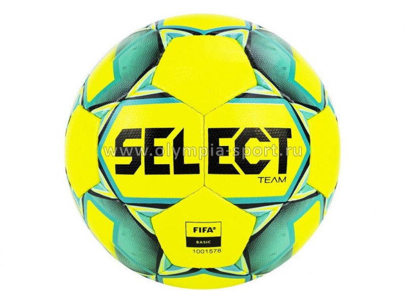 Мяч футбольный SELECT Team Basic, р.5, FIFA Basic, 32 пан, гл.ПУ, руч.сш., желто-бирюз