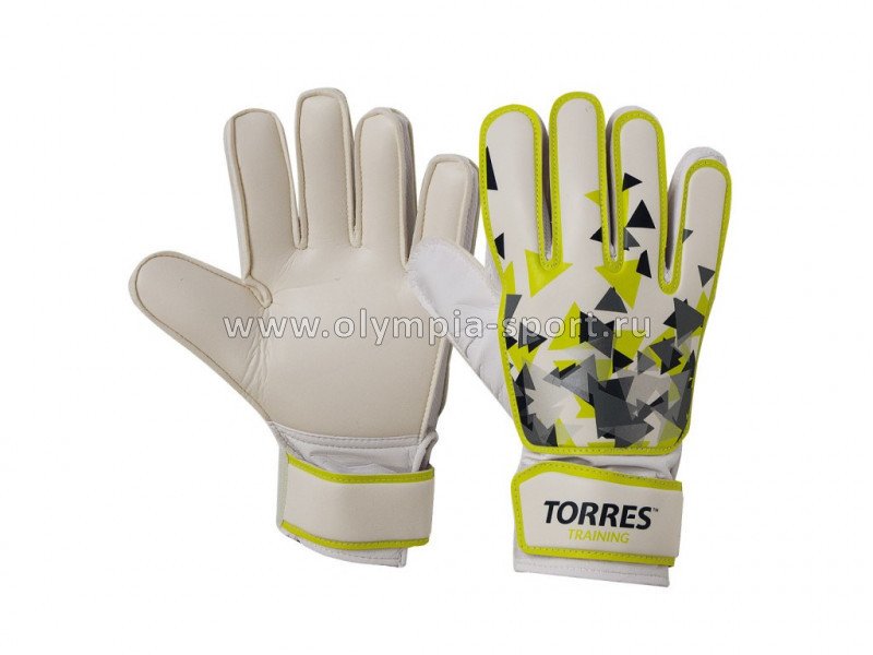 Перчатки вратарские "TORRES Training" 2 мм латекс, удл.манж., бело-зелено-серый