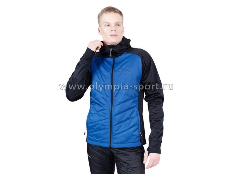 Куртка разминочная Nordski Hybrid Hood Black/Blue 850170