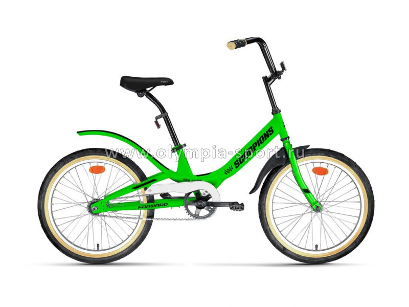 Велосипед Forward SCORPIONS 20 1.0 (20" 1ск рост 10.5") ярко-зеленый/черный