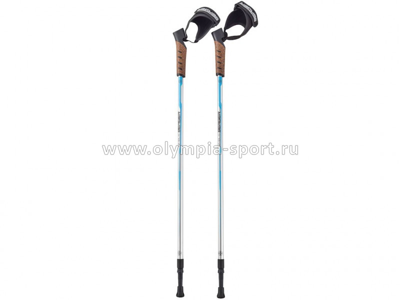 Палки для скандинавской ходьбы BERGER Nimbus 77-135см, 2-секц. Anti-shock, серебристый/голубой