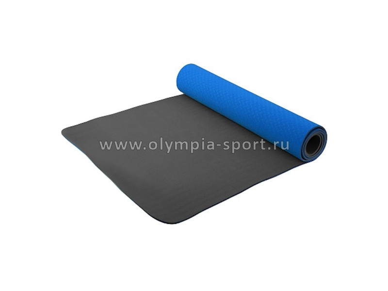 Коврик для фитнеса и йоги Larsen TPE двухцветный р183х61х0,6см сине/серый