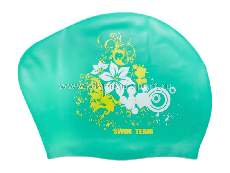 Шапочка для плавания Swim Team KW-F, для длинных волос, цветы
