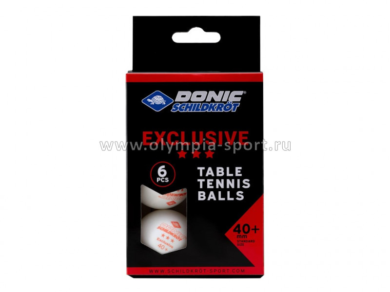 Мяч для настольного тенниса Donic-Schildkröt 3* Exclusive, белый, (6 шт.)