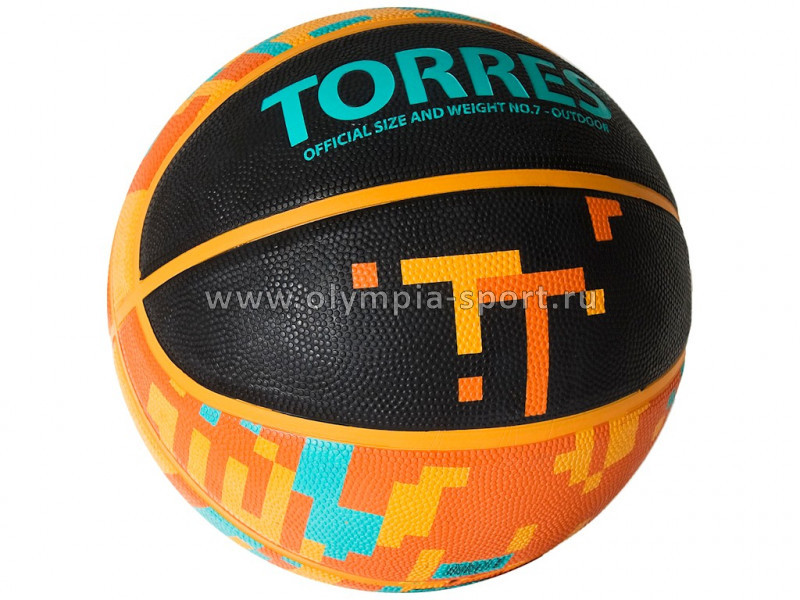 Мяч баскетбольный TORRES TT р.7 черный-мультиколор