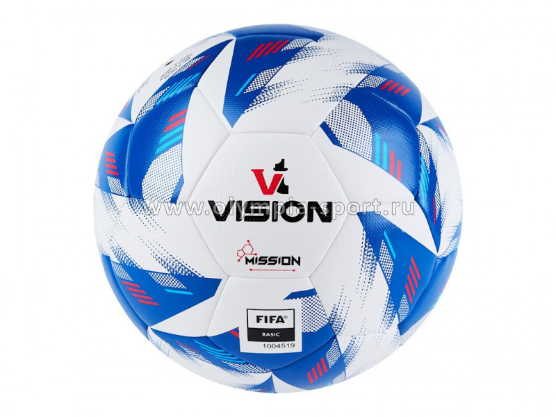 Мяч футбольный VISION Mission р.5, FIFA Basic, PU, бел-синий