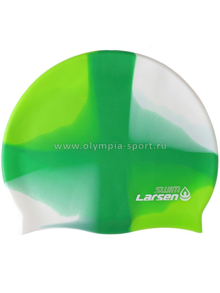 Шапочка для плавания Larsen Swim MC49 силикон, зеленый/белый