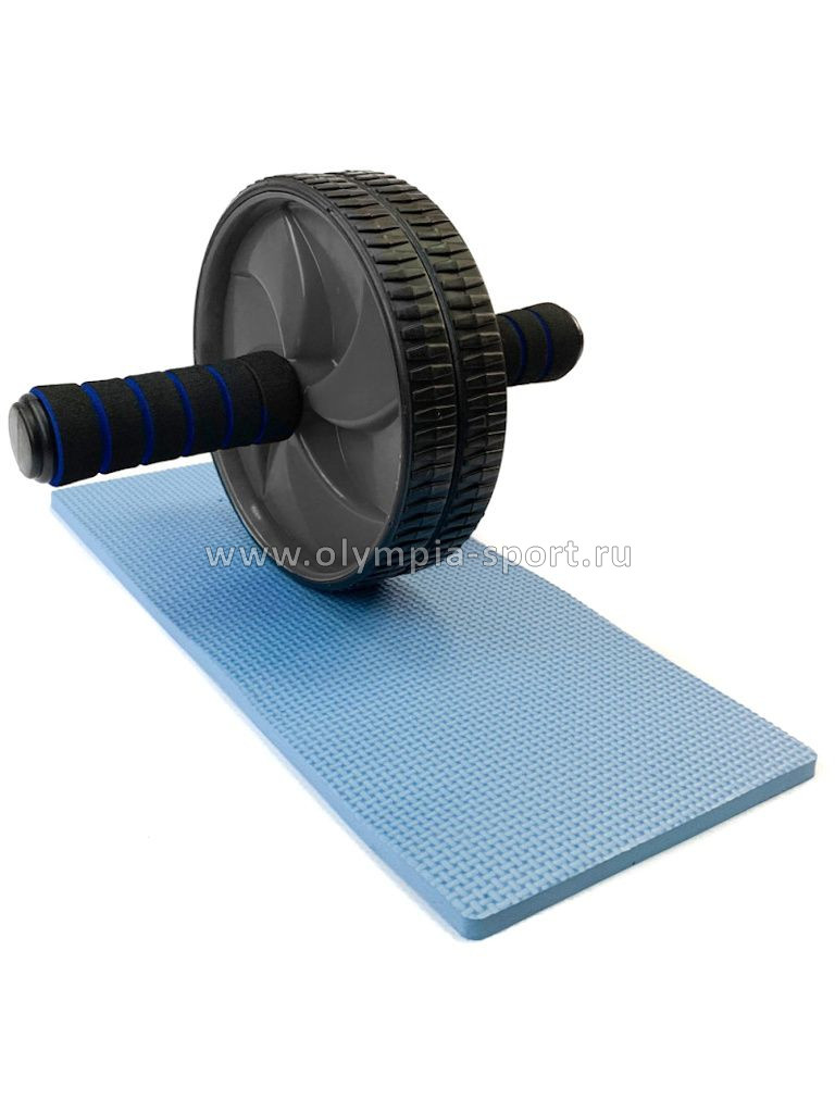 Ролик гимнастический для пресса 2-х рядный с неопреновыми ручками (черный) D34378