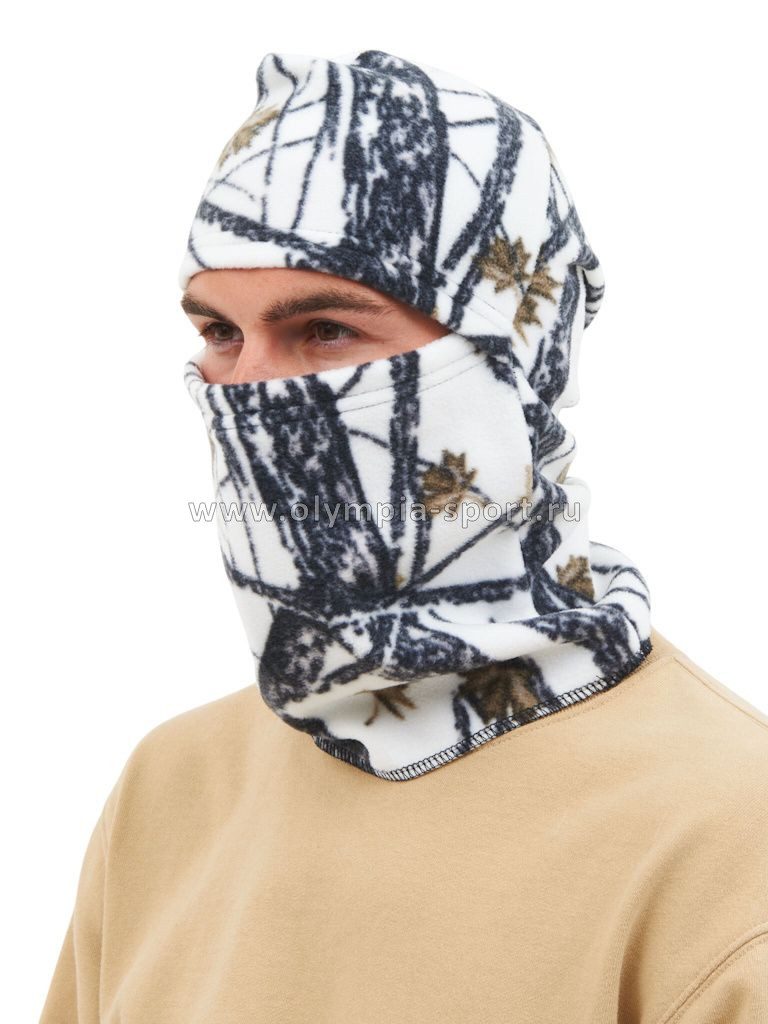 Балаклава флис белый лес (280 гр/м) р. 58-60