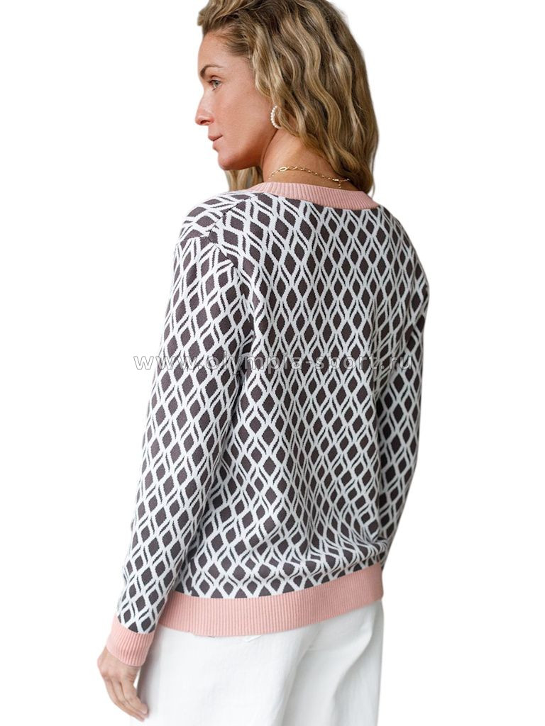 Кардиган женский Vilatte D31.152 кофейный-белый