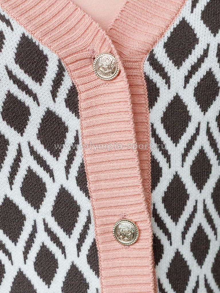 Кардиган женский Vilatte D31.152 кофейный-белый