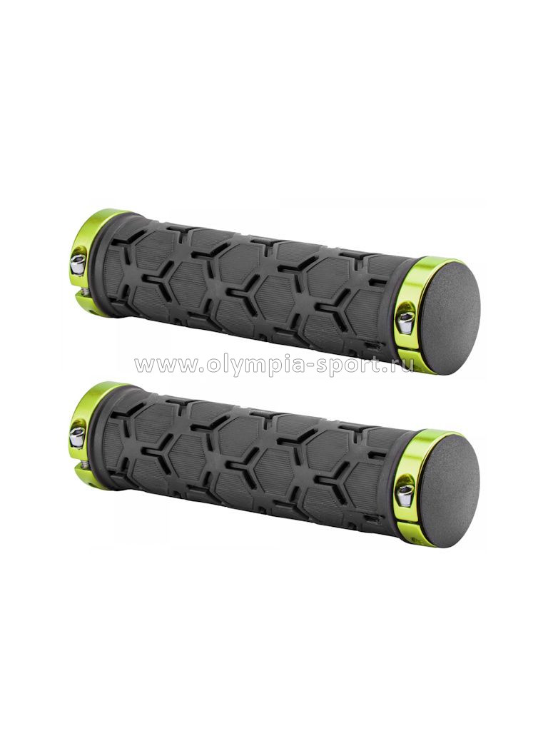 Грипсы (Ручки руля) XH-G181BL чёрные с зелеными кольцами