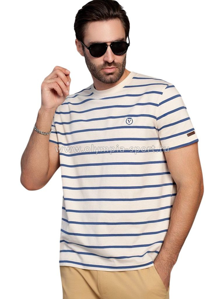 Футболка мужская Vilatte U49.024 экрю-св.синий